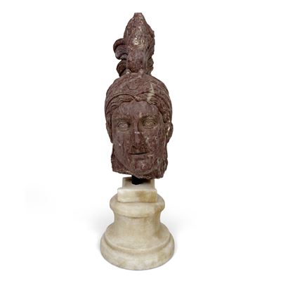 Scultore ignoto, Testa di Marte in marmo rosso Levanto