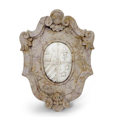 Stemma nobiliare, marmo bianco e rosso di Verona