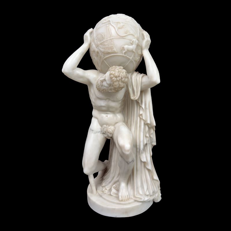 Atlante, scultura in marmo bianco