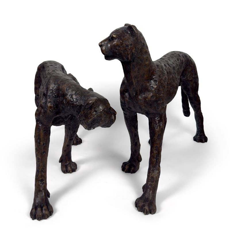 Coppia di ghepardi in bronzo patinato