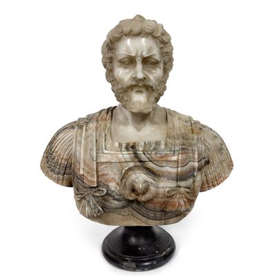 Busto di imperatore, marmo bianco e onice