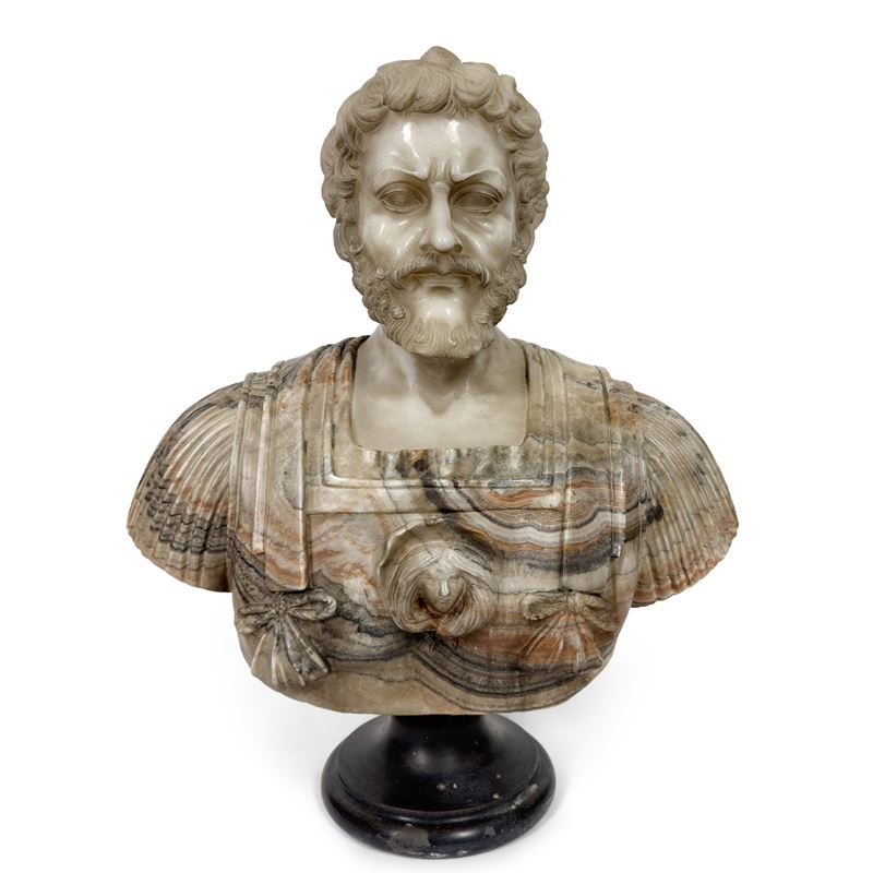 Busto di imperatore, marmo bianco e onice
