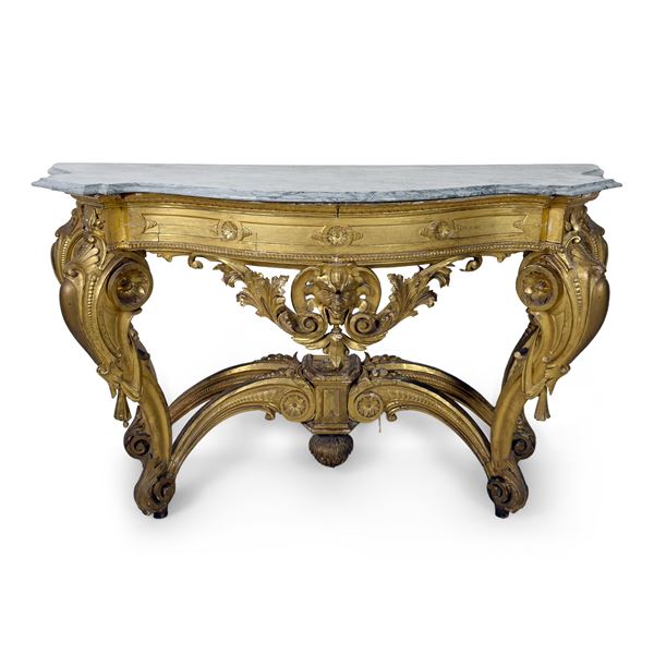 Console in legno dorato, XIX secolo