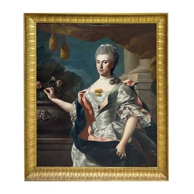 Pittore francese del XVIII secolo, Gentildonna con vaso di garofani