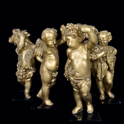 Scultore romano, Le Quattro Stagioni: quattro sculture in legno dorato