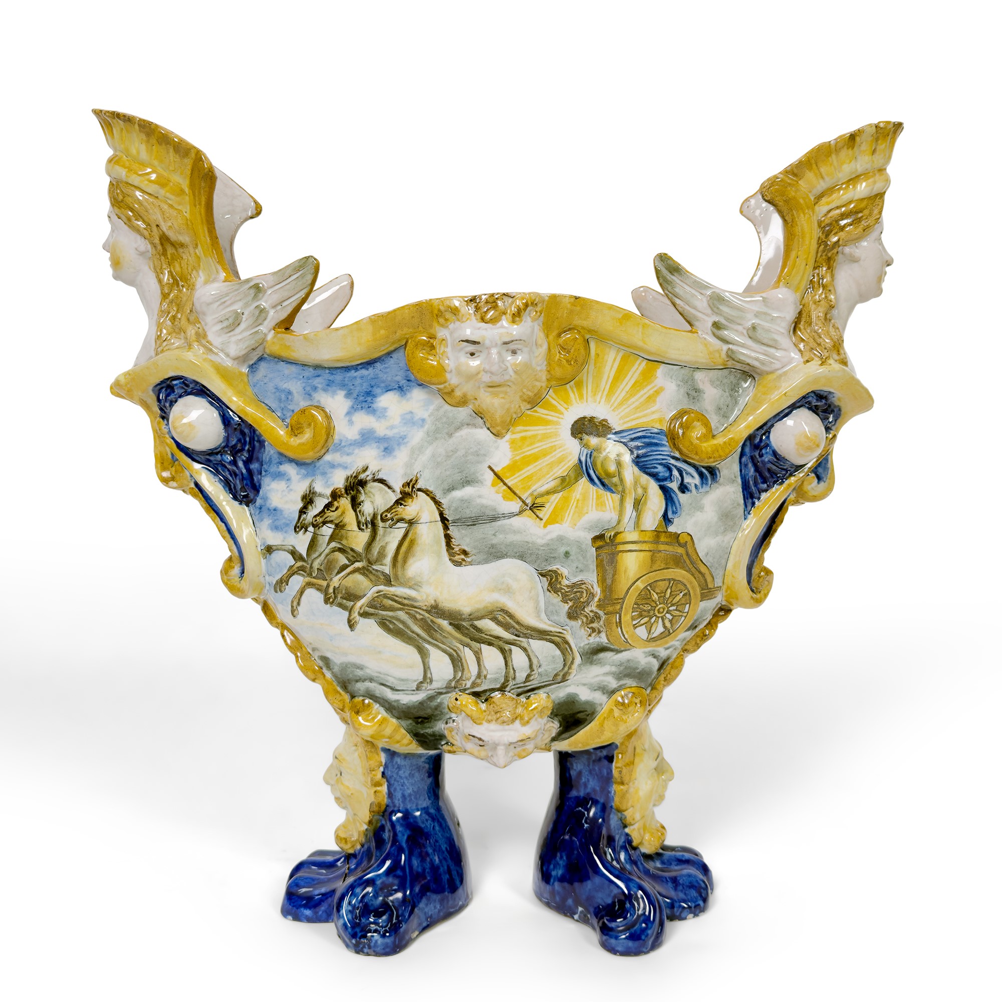Castelli, Grande centrotavola in maiolica bianca e policroma