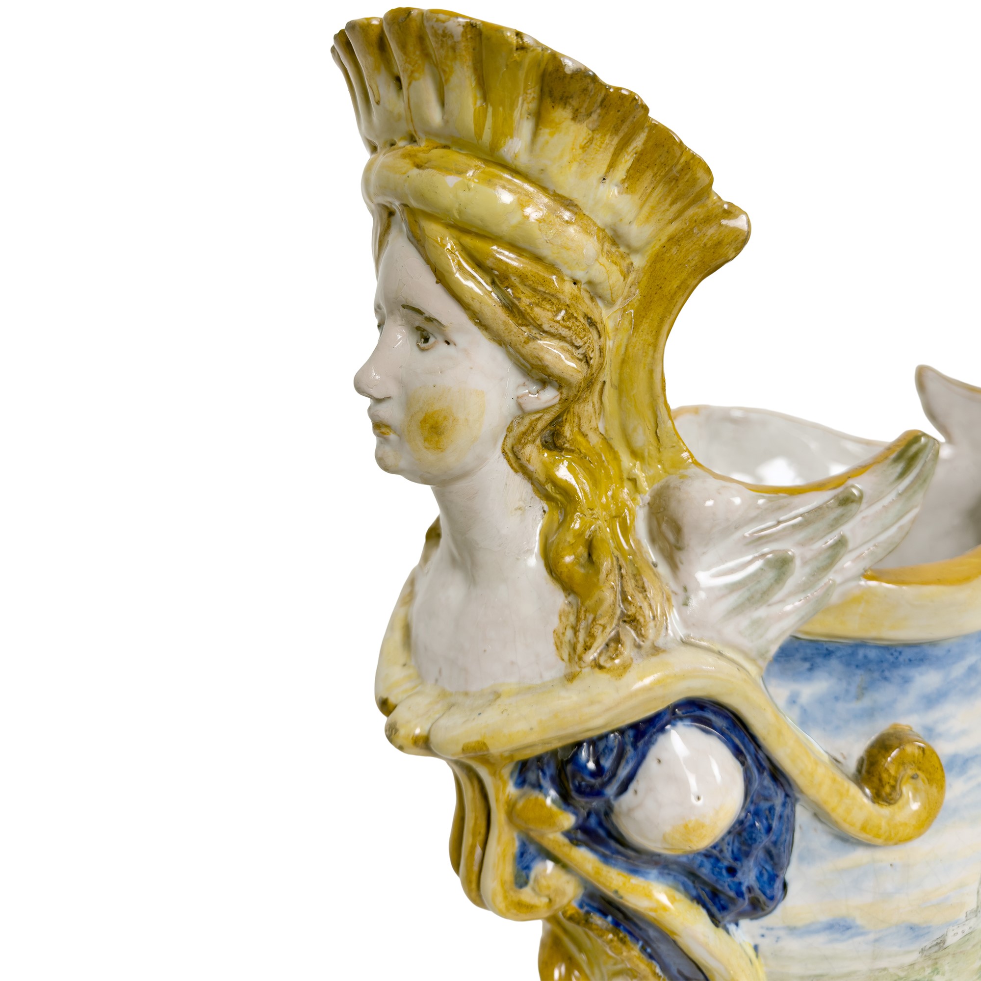 Castelli, Grande centrotavola in maiolica bianca e policroma