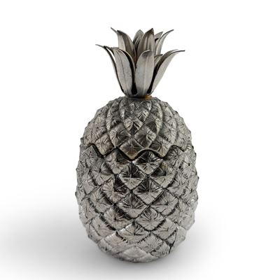 Scatola portaghiaccio in metallo argentato a forma di ananas, Firenze