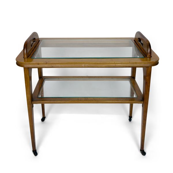 Carrello portavivande in noce, anni '50