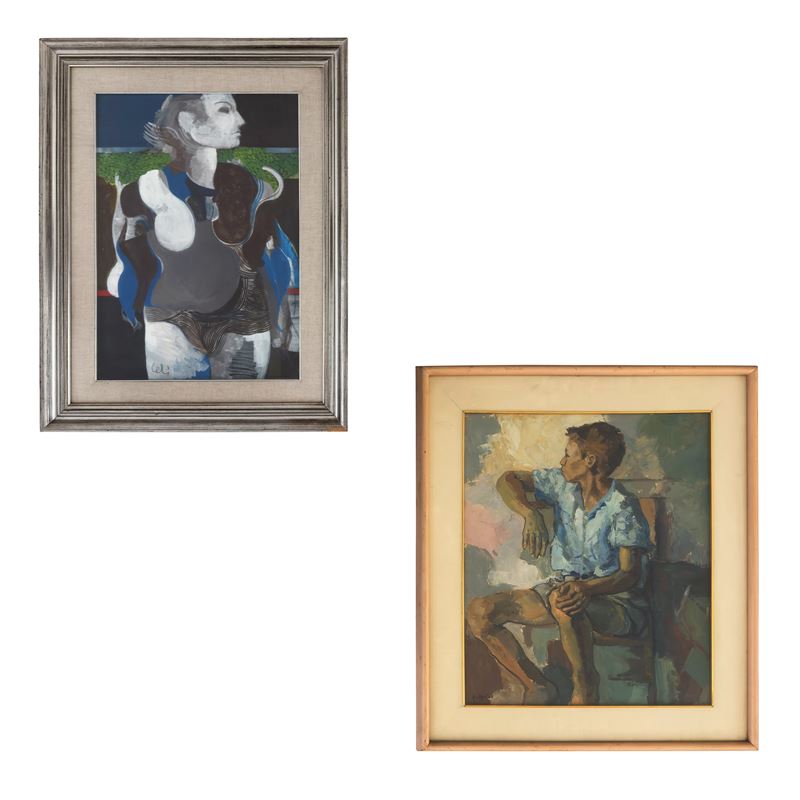 Due dipinti a olio su tela di diverso autore