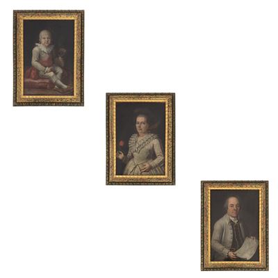 Pittore del XVIII secolo, Ritratto di gentiluomo, gentildonna e bambino