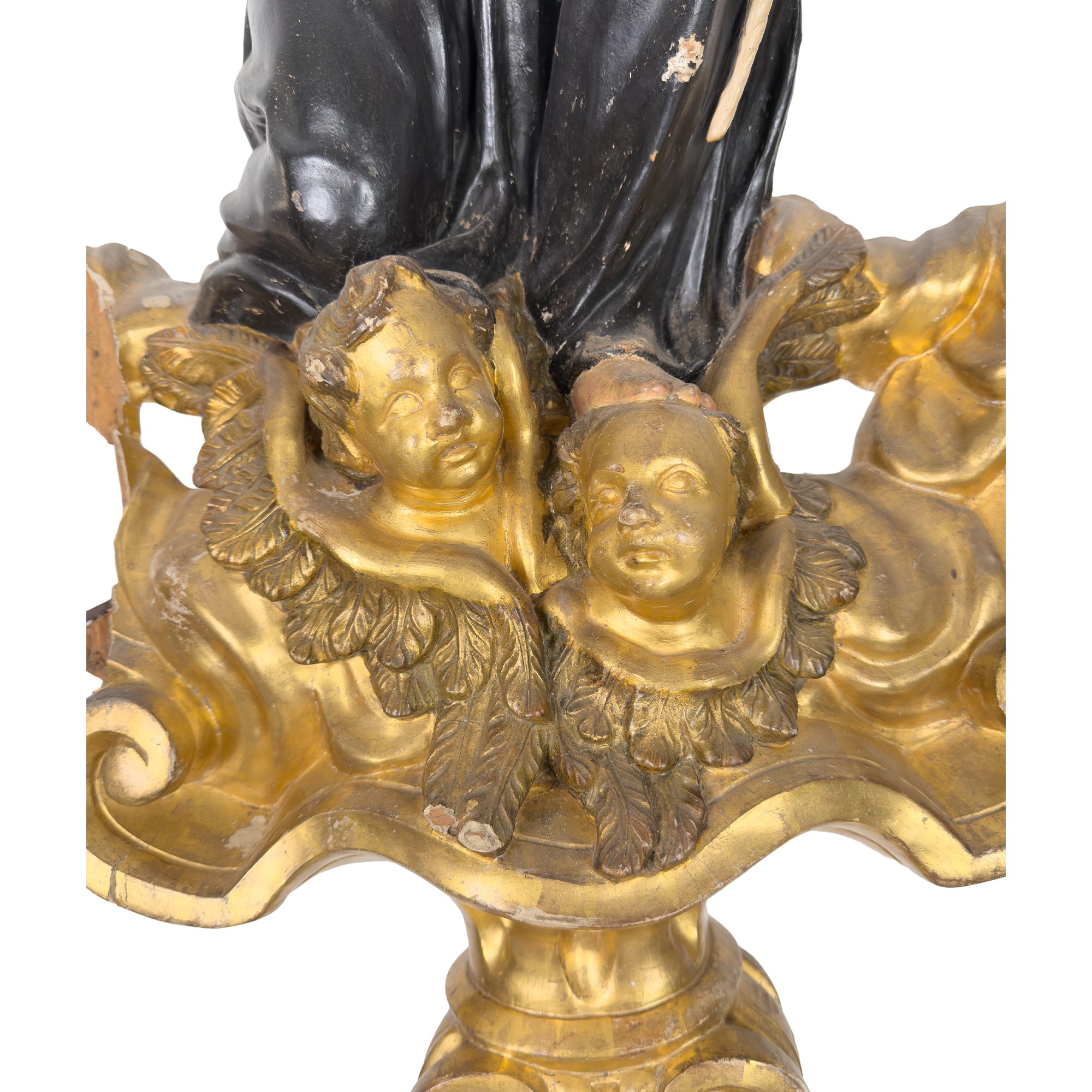 Sant'Antonio col Bambino, gruppo a tuttotondo in legno laccato e dorato, XVIII secolo