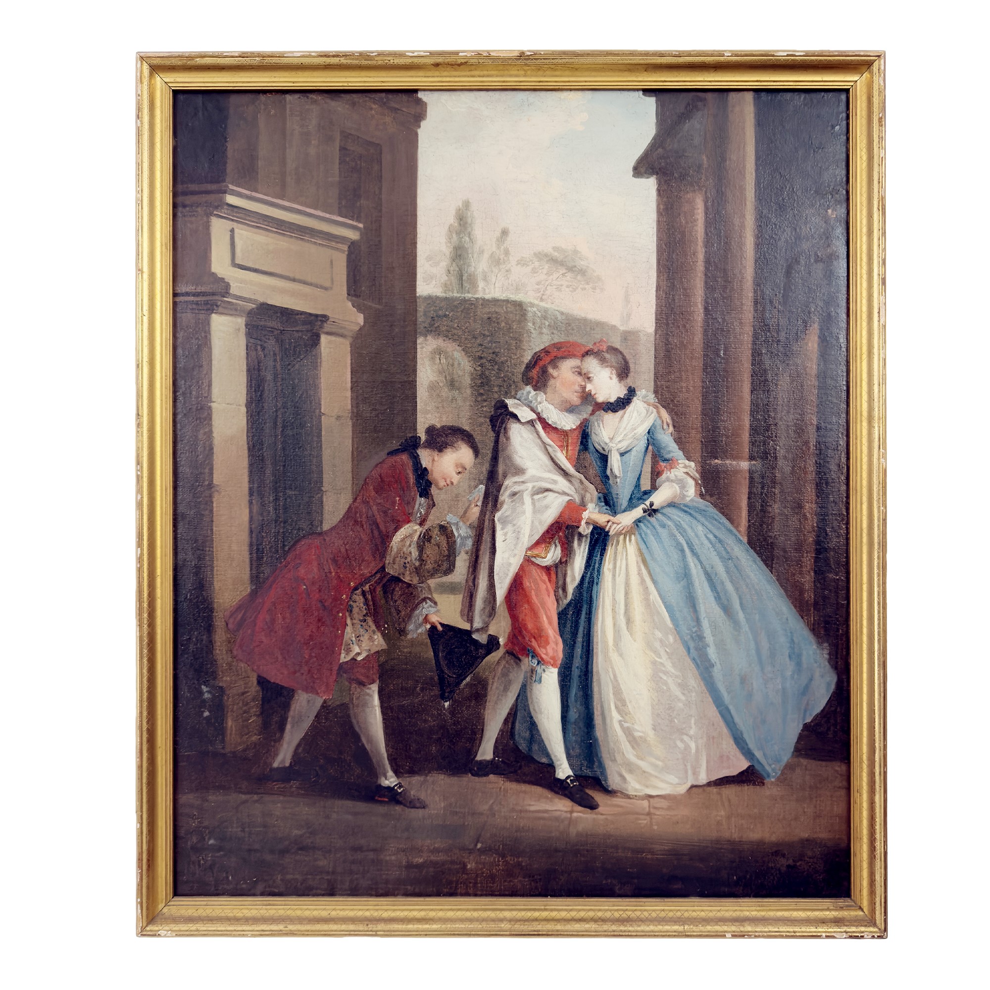 Pittore veneziano del XVIII secolo, Soggetti galanti - coppia di oli su tela