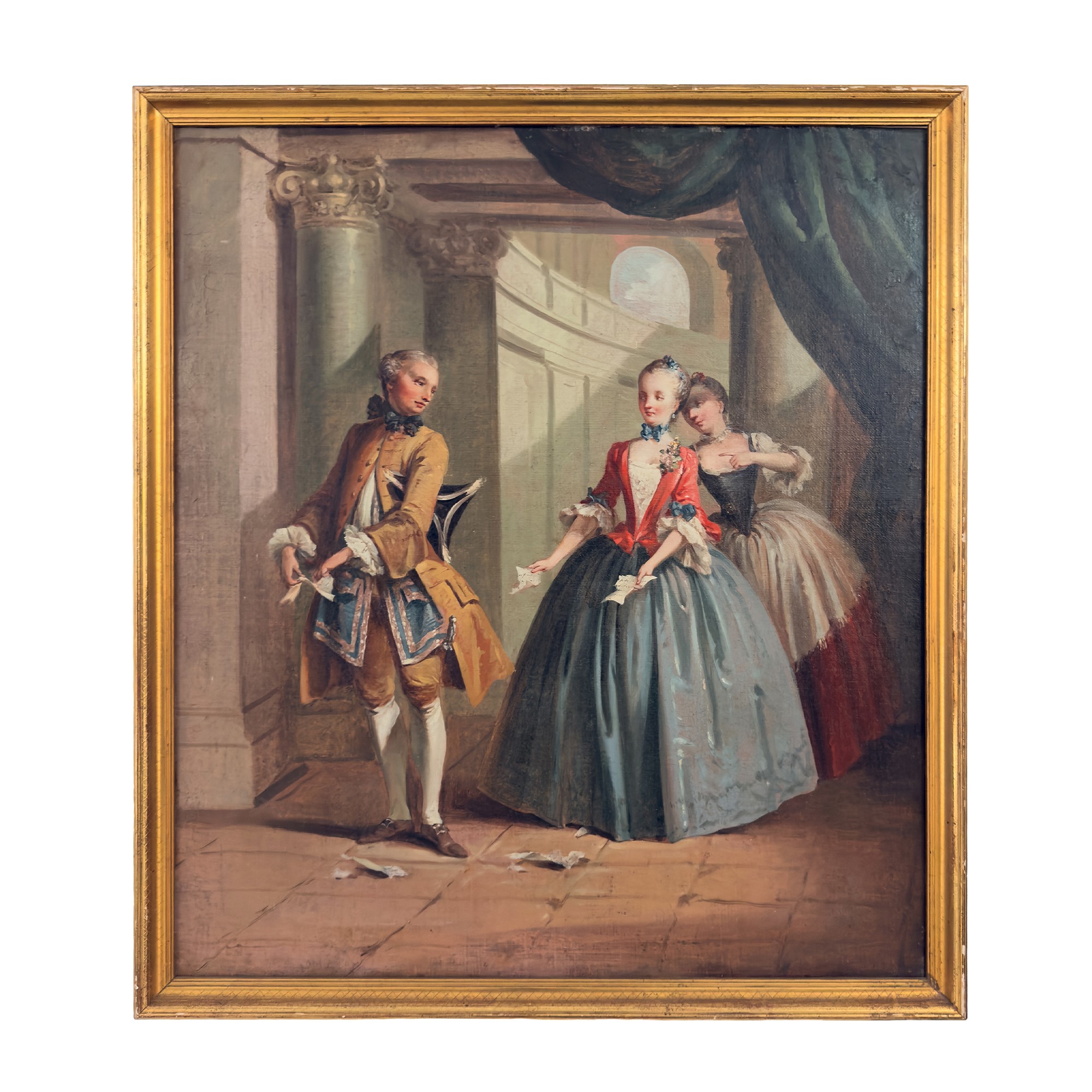Pittore veneziano del XVIII secolo, Soggetti galanti - coppia di oli su tela