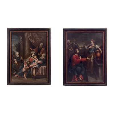Pittore del XVII secolo, Sacra Famiglia con Sant'Anna, San Gioacchino e San Giovannino