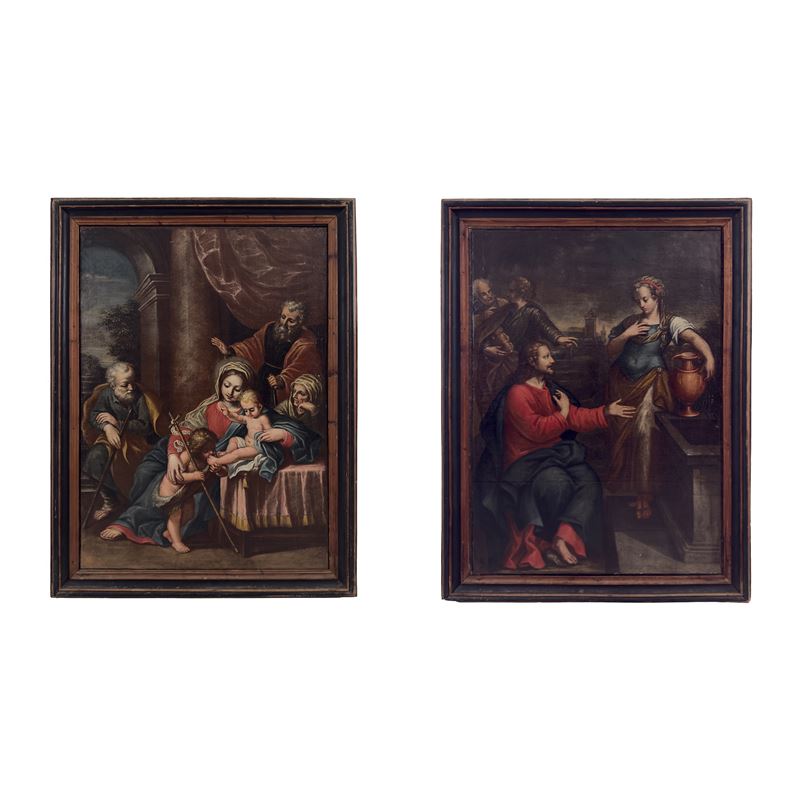 Pittore del XVII secolo, Sacra Famiglia con Sant'Anna, San Gioacchino e San Giovannino