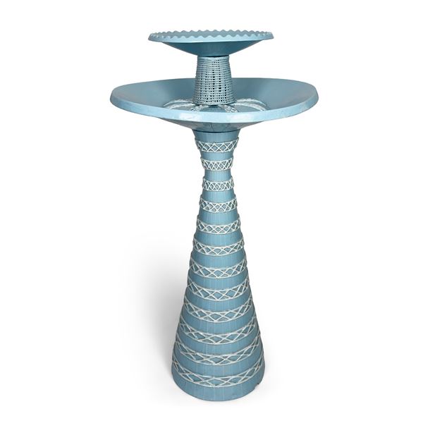 Fontana in ceramica azzurra e bianca, Murano, Ceramiche Guerrieri, anni '50