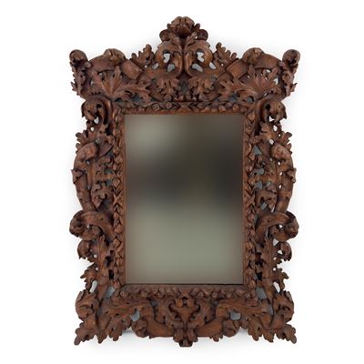 Specchiera in legno tinto a noce, Friuli, XIX secolo