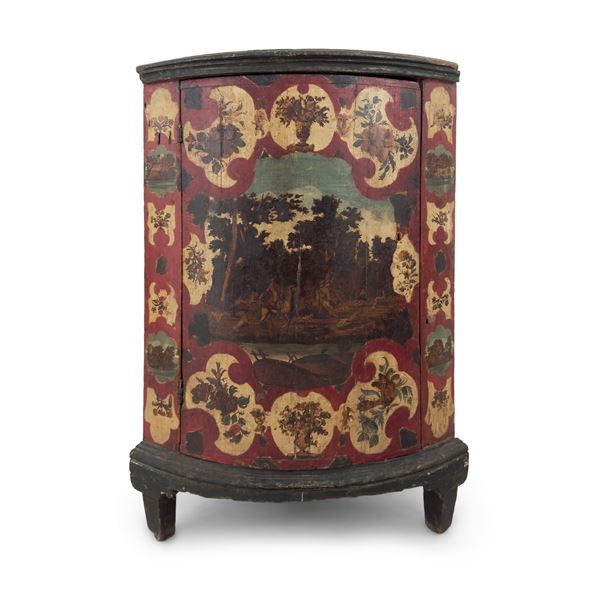 Angoliera in legno laccato rosso, Veneto, XVIII secolo