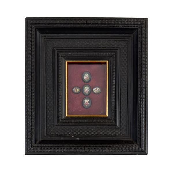 Cinque placchette in micromosaico, Roma, XIX secolo