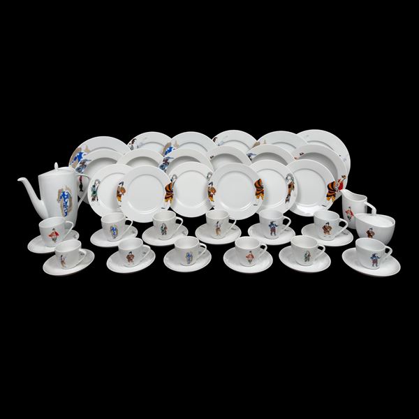 Servizio di piatti Picasso in porcellana bianca e policroma di Boemia, Madrid, 2004