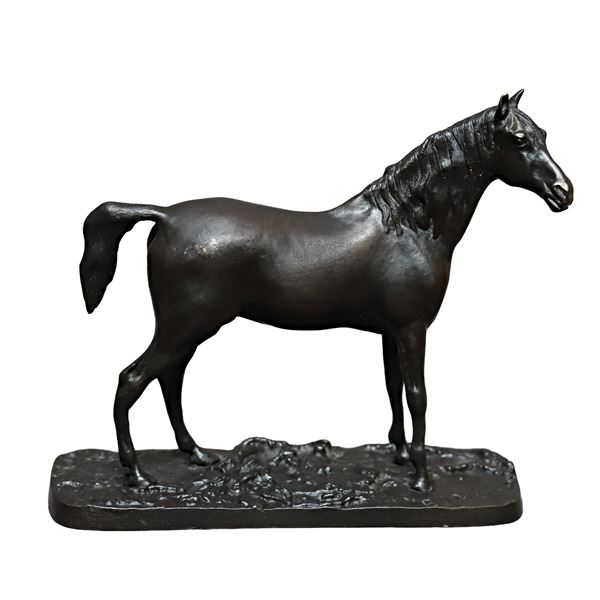 Cavallo arabo, scultura in bronzo patinato