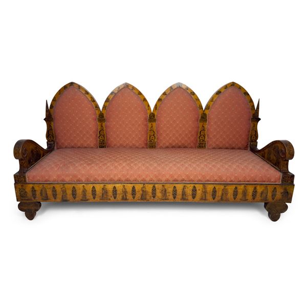 Divano impiallacciato in noce, Francia, periodo Carlo X