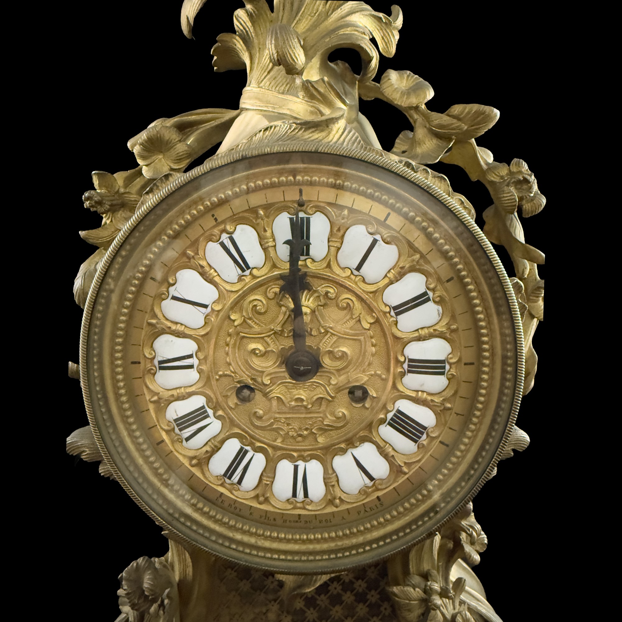 Le Roy & Fils, Pendola a lira in bronzo dorato, Parigi, XIX secolo