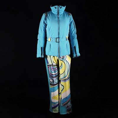 Emilio Pucci, Completo da neve in tessuto tecnico con fantasia geometrica