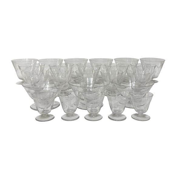 Servizio di bicchieri in cristallo, anni '50