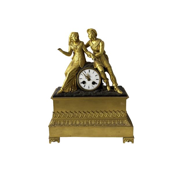 Pendola in bronzo dorato e patinato, Francia XIX secolo