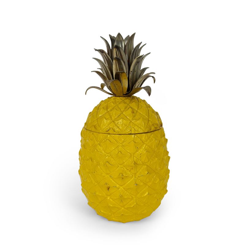 Secchiello per il ghiaccio in metallo verniciato giallo, Mauro Manetti, anni '70