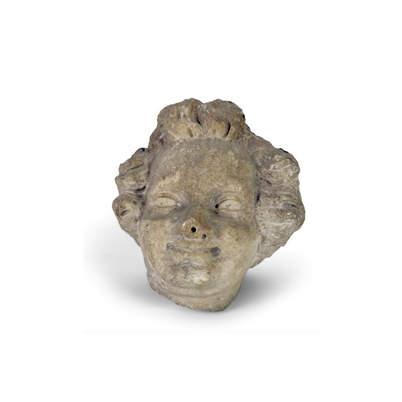 Anónimo, Testa di putto in marmo bianco, XVII secolo
