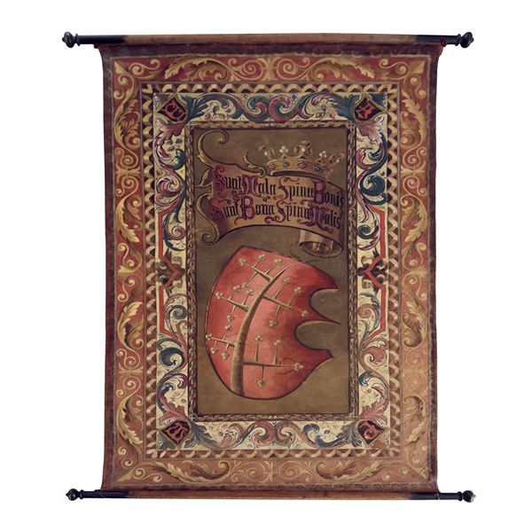 Stendardo a succo d'erba con lo stemma della famiglia Malaspina, fine del XIX-inizi del XX secolo