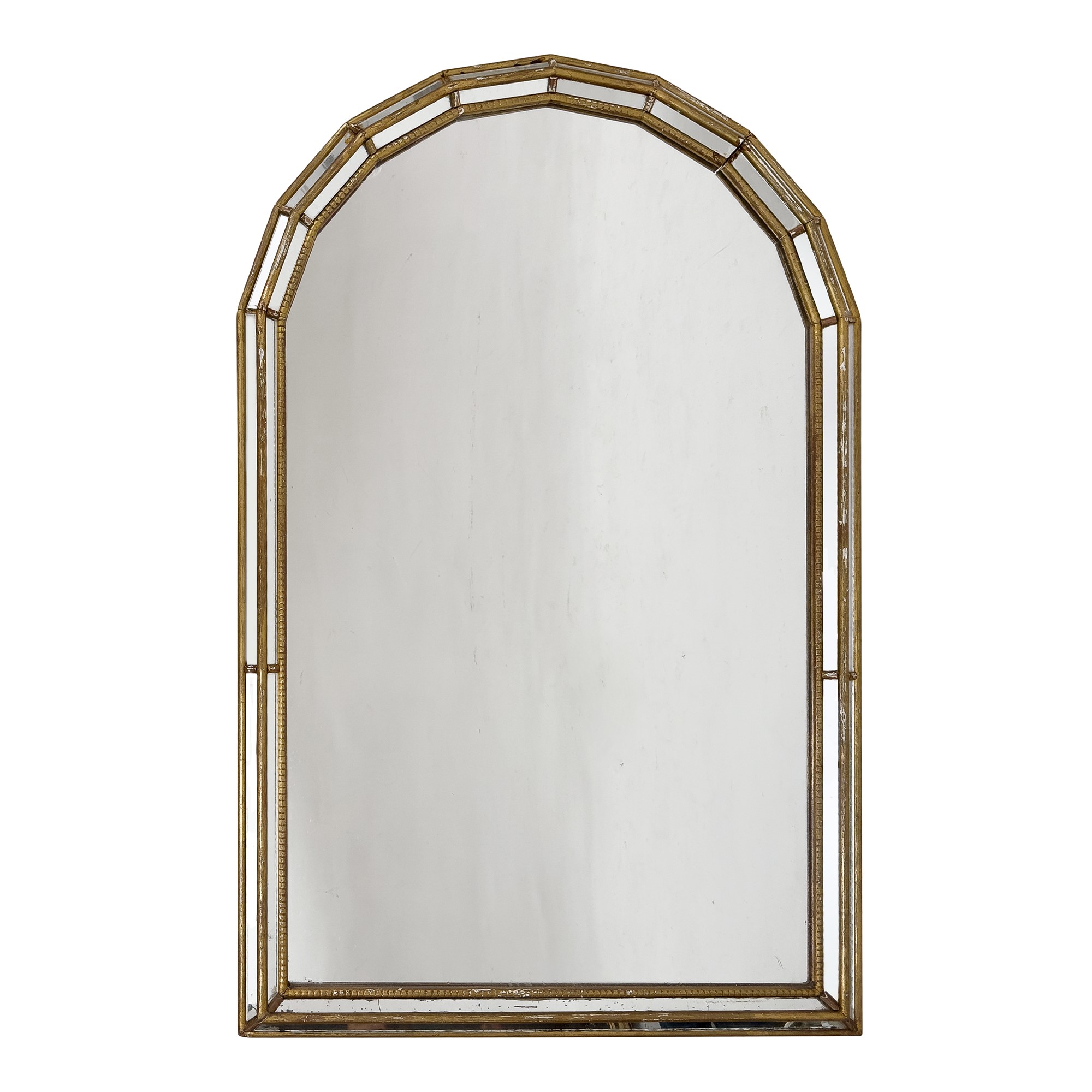 Tre specchiere ad arco sagomato in legno dorato