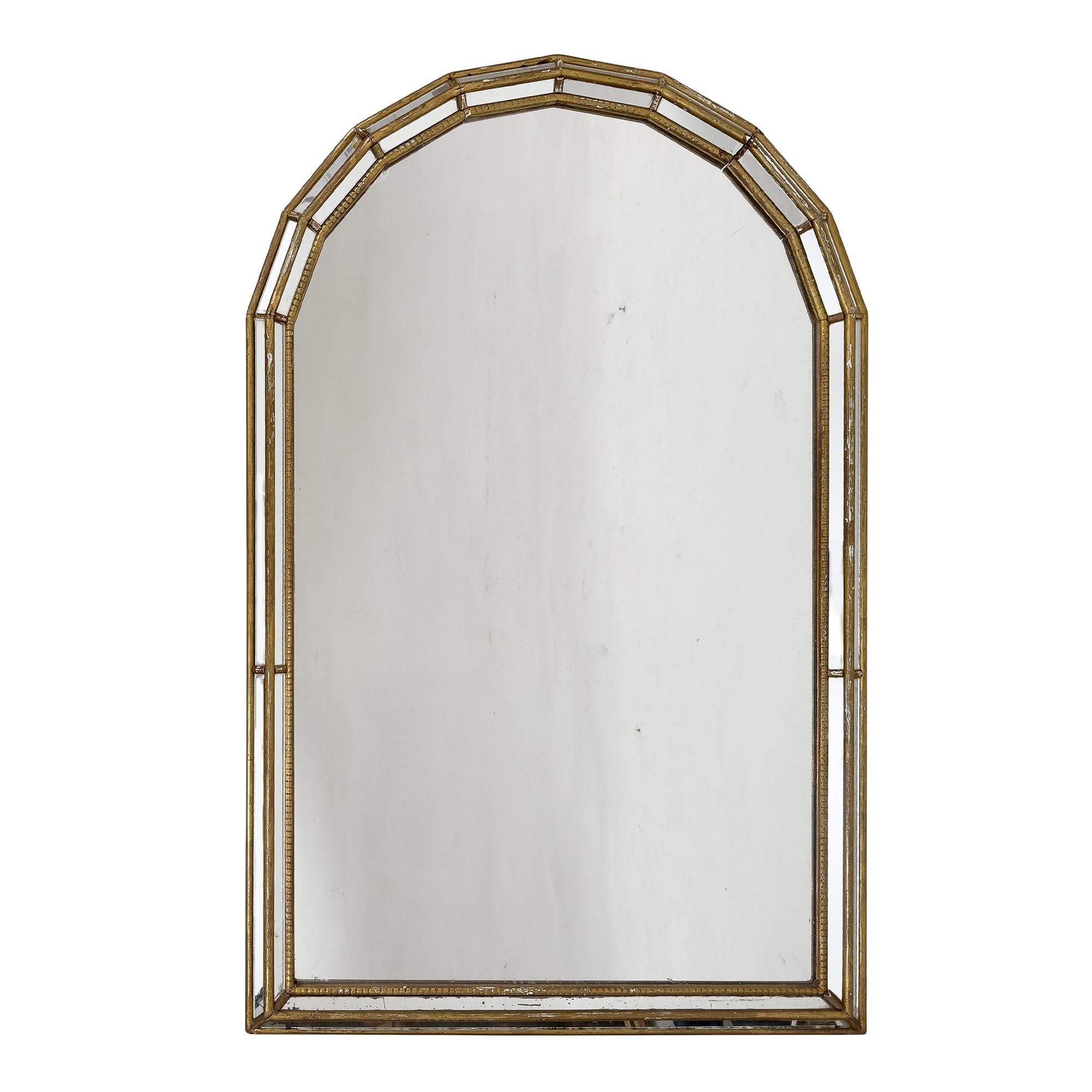 Tre specchiere ad arco sagomato in legno dorato