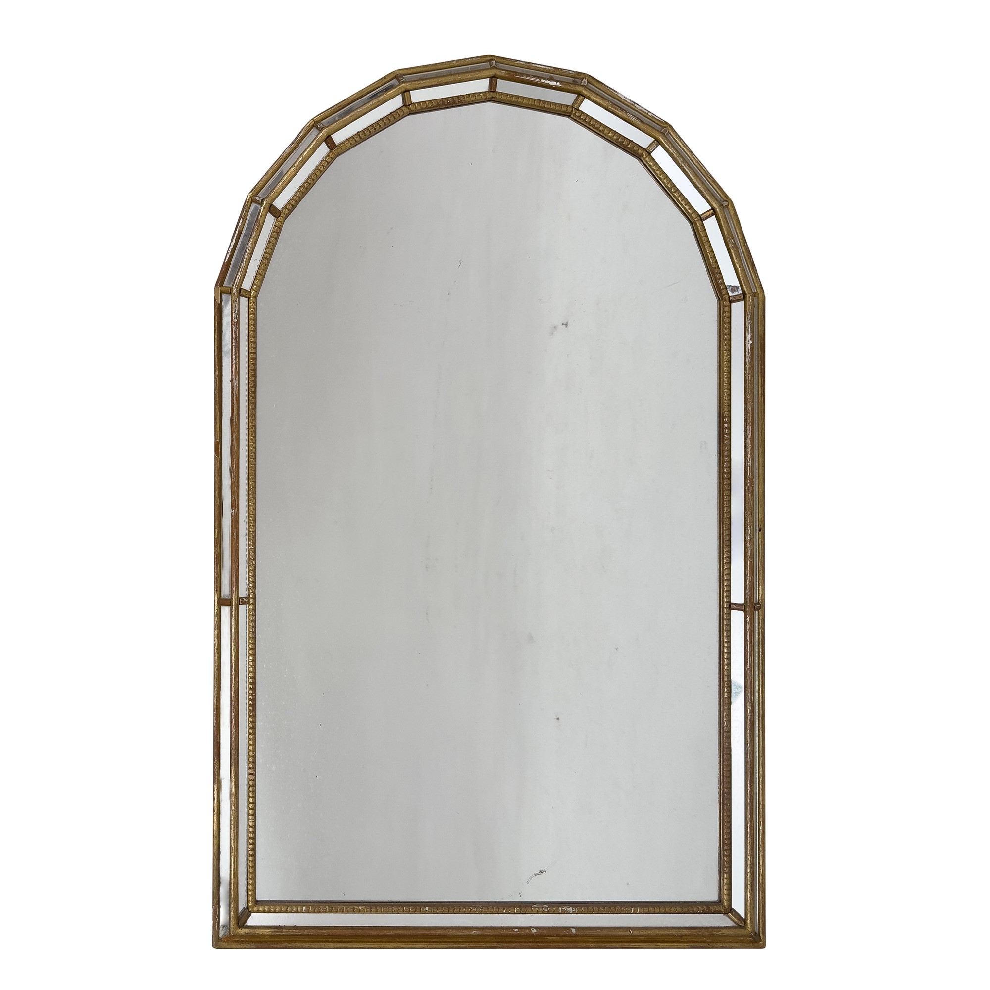 Tre specchiere ad arco sagomato in legno dorato