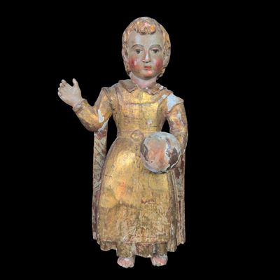 Gesù Infante Benedicente, legno laccato e dorato, Napoli, XVIII secolo