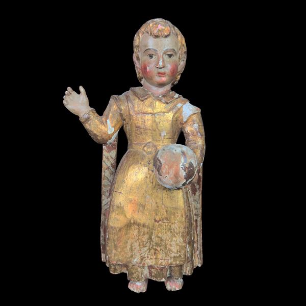 Gesù Infante Benedicente in legno laccato e dorato, Napoli, XVIII secolo