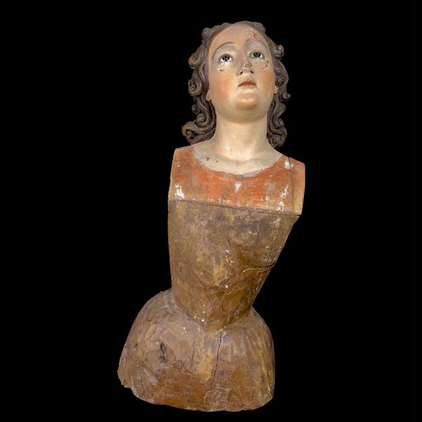 Busto di manichino femminile in legno in parte laccato, Napoli, XVIII secolo