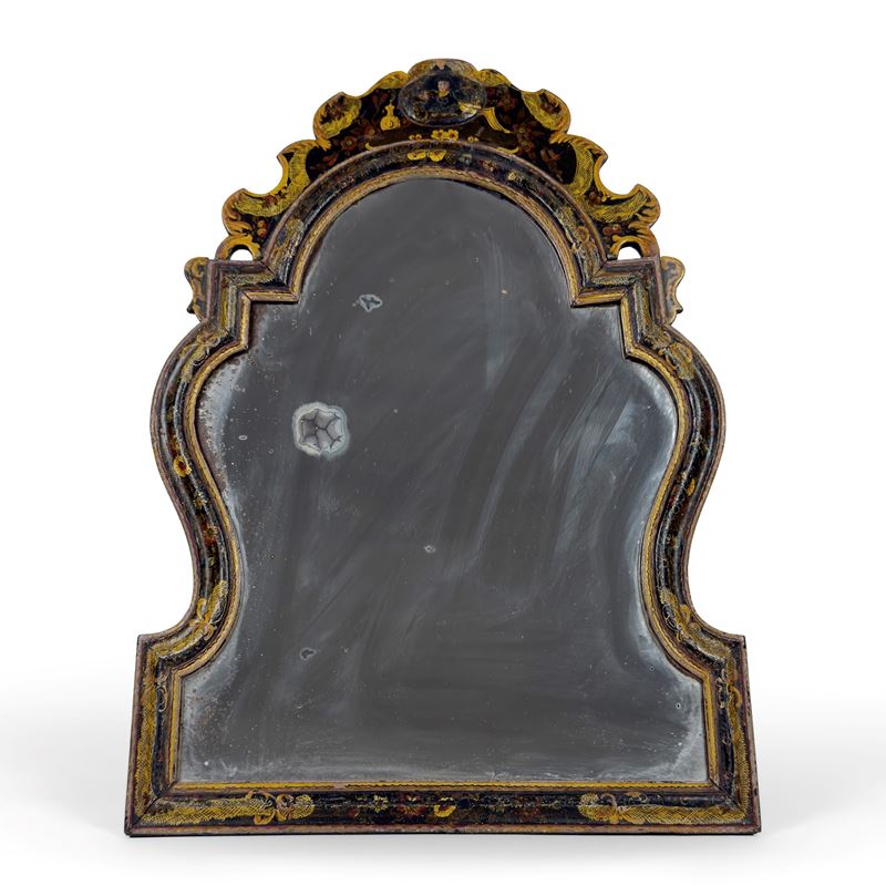 Venezia, Specchiera da tavolo in legno laccato e dorato, cornice centinata (XVIII secolo)