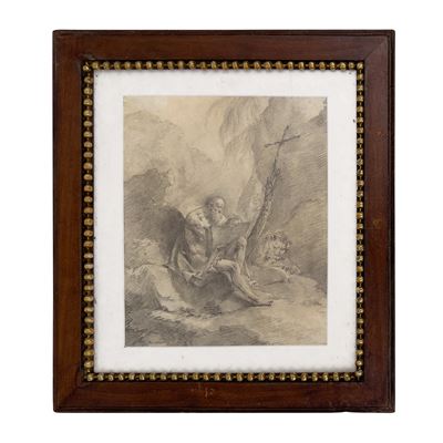Giuseppe Bernardino Bison, San Gerolamo in meditazione, disegno a matita su carta