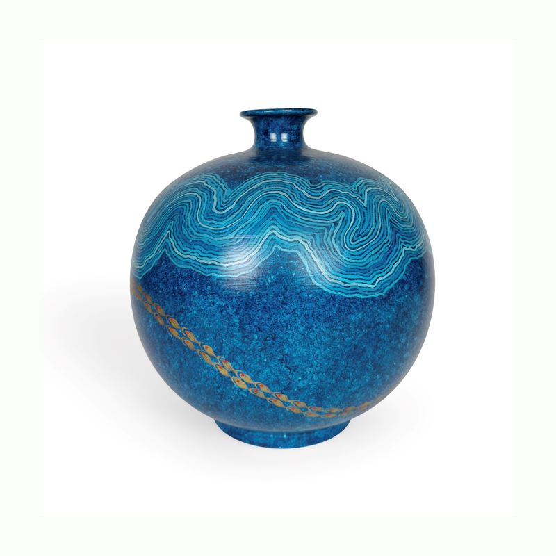 L'Ellisse, Vaso a boccia in ceramica dipinta, 35 cm, edizione 16/20
