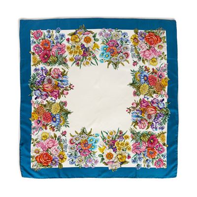Gucci, Foulard in seta con stampa floreale policroma