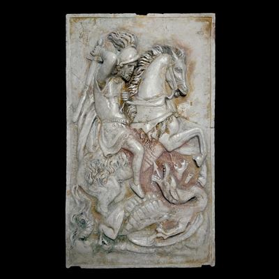 San Giorgio Uccide il Drago, Grande Placca Rettangolare in Marmo
