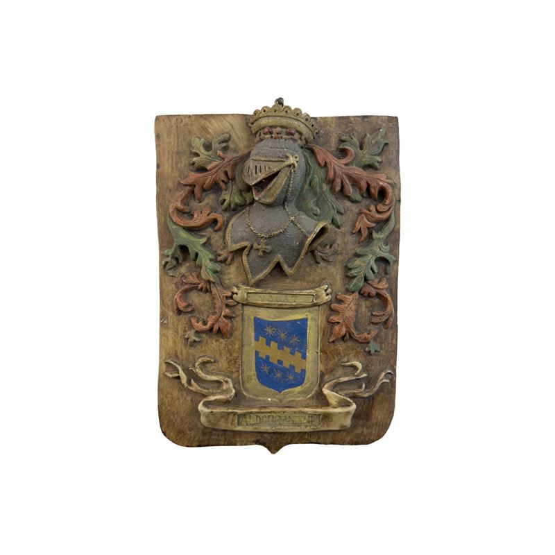 Placca in gesso policromo con lo stemma Aldobrandini