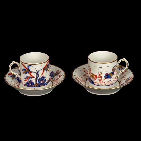 Coppia di tazzine con piatto, Ginori, XIX secolo