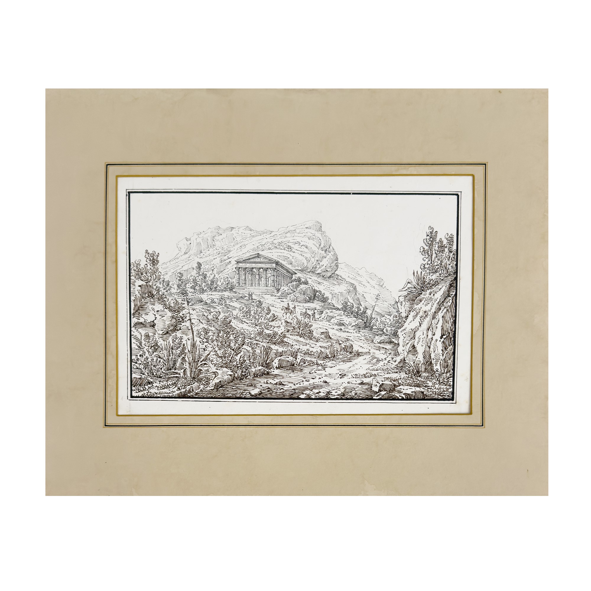 Autore sconosciuto, Il tempio di Segesta, disegno a inchiostro su carta