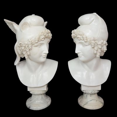Antonio Canova, Teste di Paride e Perseo, sculture in marmo bianco