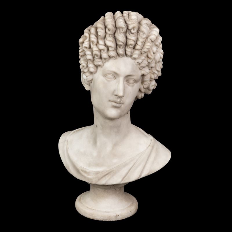 Attribuzione incerta, Busto di donna della gens Flavia in marmo bianco, detta testa Fonseca